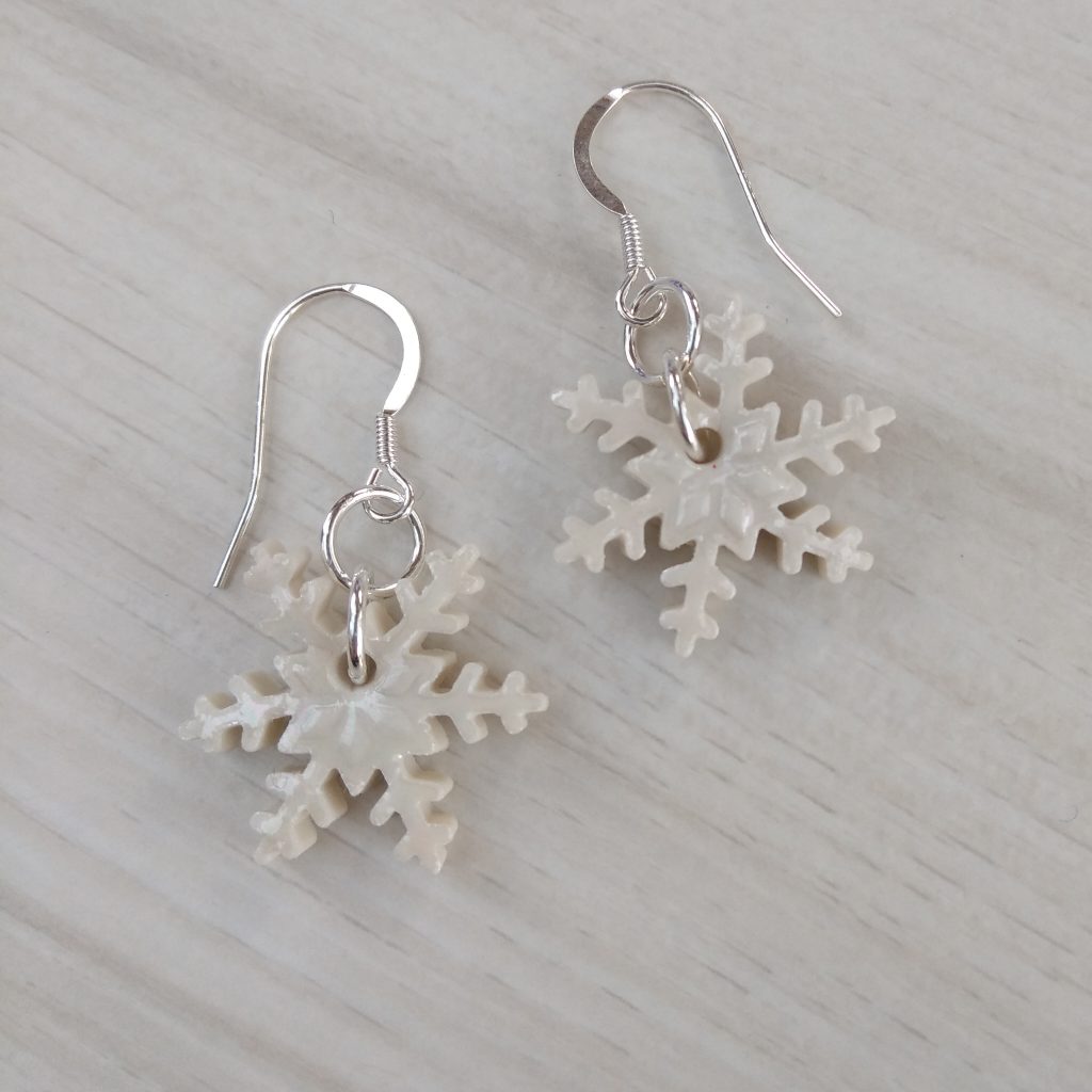 snowflake dangle earrings 2 - Melissa Choroszewska Ceramics